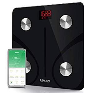 RENPHO Bluetooth Body Fat Scale Smart BMI Scale Digital Bathroom Wireless Weight Scale, Body Composition Analyzer with Smartphone App 396 lbs - Black